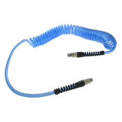 73383CU25 Spiral Hose, Polyurethane, 1/4-in ID, 3/8-in OD, 25ft L, Clear Blue