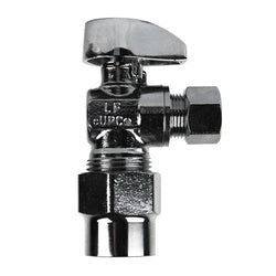 746467MH 90-deg Angle Supply Stop, 1/2-in CPVC x 3/8-in Compression, Brass Body, Chrome-Plated