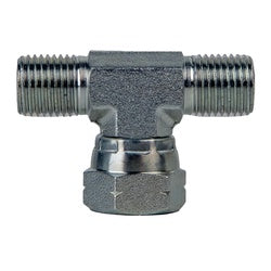 9342-04-04-04 Swivel Run Tee, 1/4-in Male BSPP x 1/4-in Male BSPP x 1/4-in, Steel
