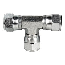 9344-12-12-12 Swivel Union Tee, 3/4-in Female BSPP Swivel x 3/4-in Female BSPP Swivel x 3/4-in Female BSPP Swivel, Steel
