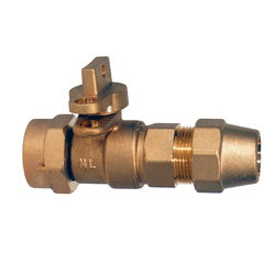 970267 Curb Stop Ball Valve, 3/4-in Nominal, CTS x Meter Nut, Lead-Free Bronze