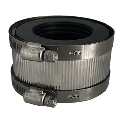 970819 Reducing No-Hub Coupling, 2-in x 1-1/2 in, Rubber/Stainless Steel