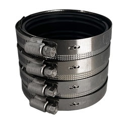 970830 Heavy-Duty 4-Band No-Hub Coupling, 1-1/2 in, Rubber/Stainless Steel