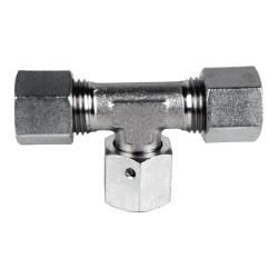 D6600-S06-S06-S06 Swivel Branch Tee, S06 Metric Bite Type x S06 Metric Bite Type x S06 Female Metric Swivel, Steel