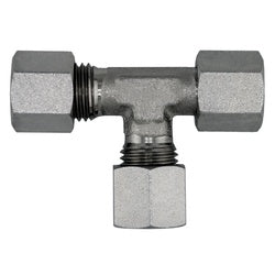 D6602-S06-S06-S06 Run Tee, S06 Metric Bite Type x S06 Female Metric Swivel x S06 Metric Bite Type, Steel