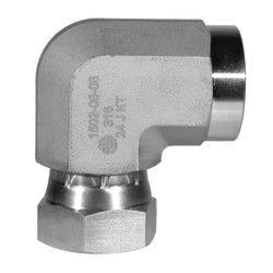 SS1502-04-04 90-deg Elbow, 1/4-in Female NPTF x 1/4-in FNPSM Swivel, Stainless Steel