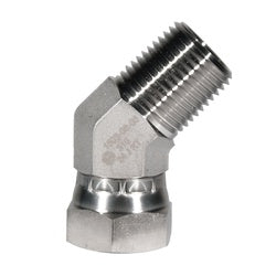 SS1503-02-02 45-deg Elbow, 1/8-in Male NPTF x 1/8-in FNPSM Swivel, Stainless Steel