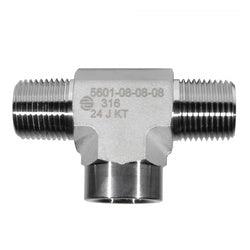 SS5601-02-02-02 Pipe Tee, 1/8-in Male NPTF x 1/8-in Male NPTF x 1/8-in Female NPTF, Stainless Steel