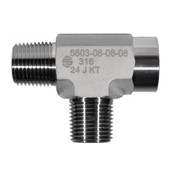 SS5603-02-02-02 Pipe Tee, 1/8-in Male NPTF x 1/8-in Female NPTF x 1/8-in Male NPTF, Stainless Steel