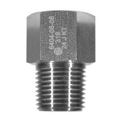 SS6404-04-04 Adapter, 1/4-in Female ORB x 1/4-in Male NPTF, Stainless Steel