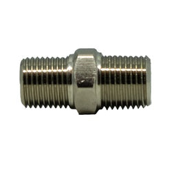 28815 Hex Nipple, 1/8-in BSPT x 1/8-in MIP, Brass, Nickel-Plated