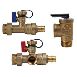 945732 Tankless Water Heater Valve Kit, 3/4 in, FNPT x PEX Expansion Sleeve, Lead-Free Brass, 125 psi