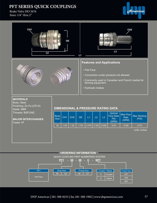 PFT1-08-08C-BSP DNP Americas Quick Coupling