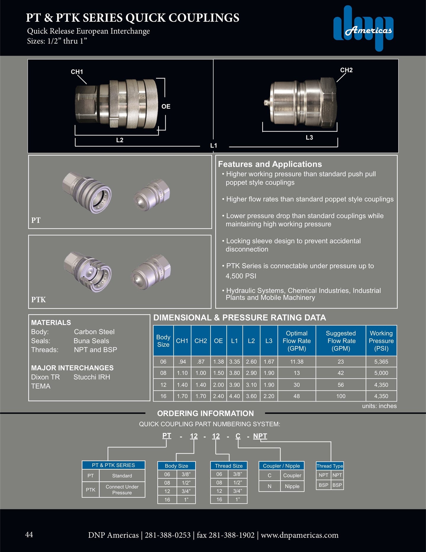 PT-08-08C-BSP DNP Americas Quick Coupling