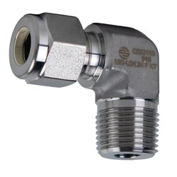 Mid-Lokª Mid-Lok SSC250144 90-deg Male Elbow, 1/4-in Tube x 1/4-in Male NPT, Stainless Steel