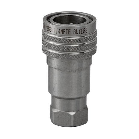 B400022SS Hydraulic Coupler, FEMALE, SST, 1/4in NPTF, 1/4in BODY - GetHydraulics