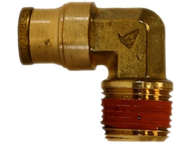 BE90M25P25 Brass DOT Push - In Male Elbow 1/4 Inch Tube O.D. x 1/4 Inch Pipe Thread - GetHydraulics