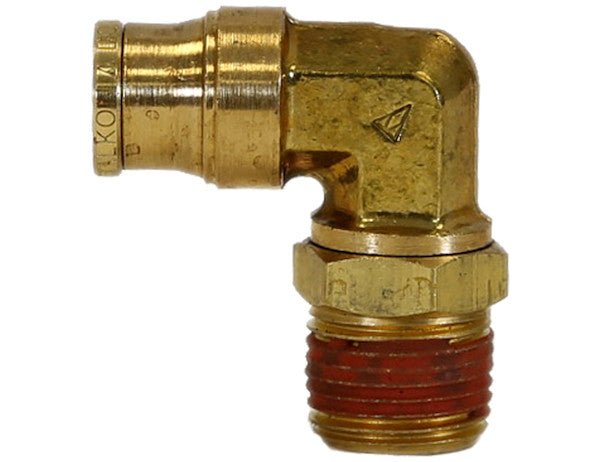 BE90M375P375S Brass DOT Push - In Swivel Male Elbow 3/8 Inch Tube O.D. x 3/8 Inch Pipe Thread - GetHydraulics