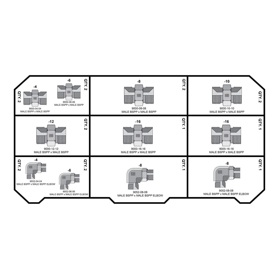 BSPP Fittings Tower - GetHydraulics