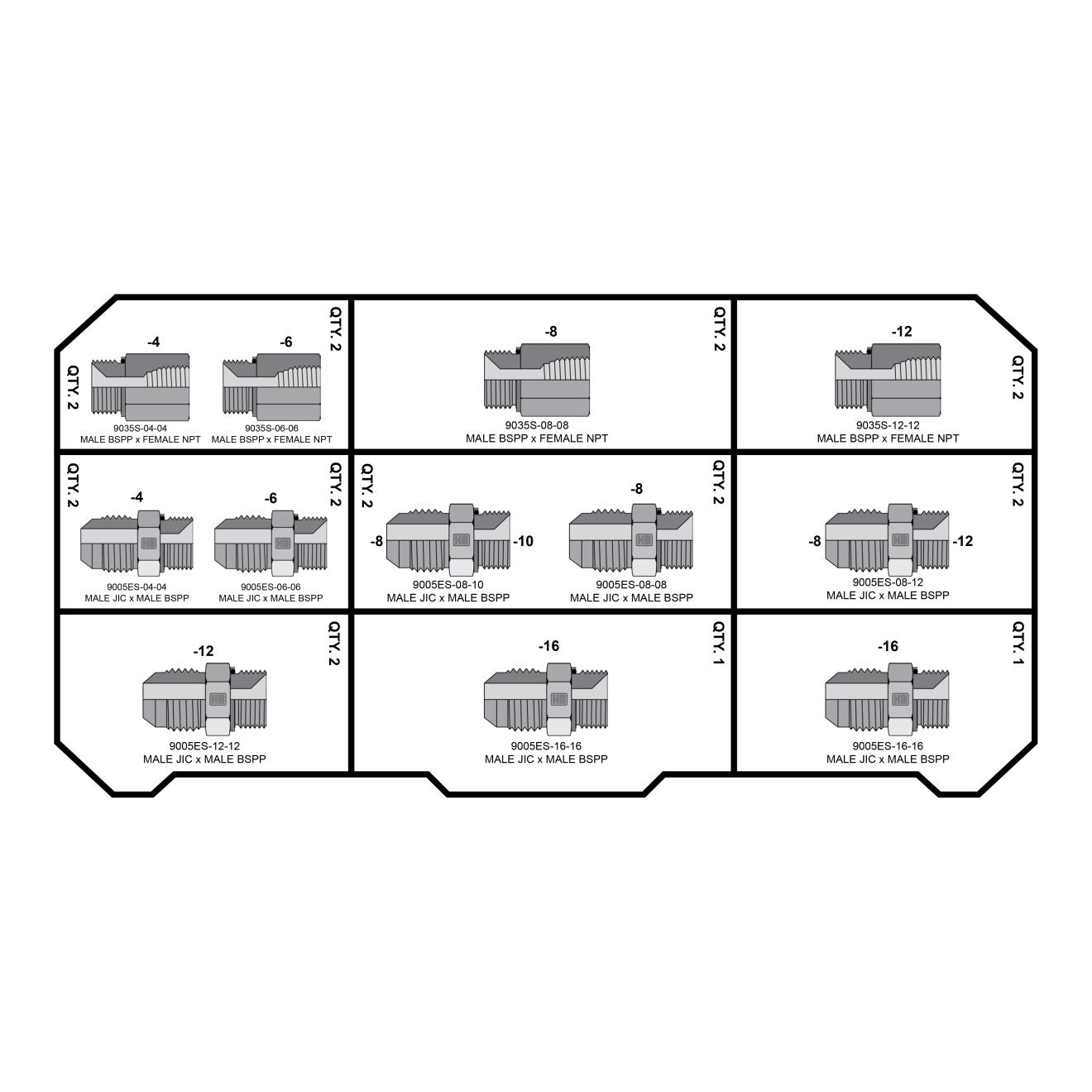 BSPP Fittings Tower - GetHydraulics