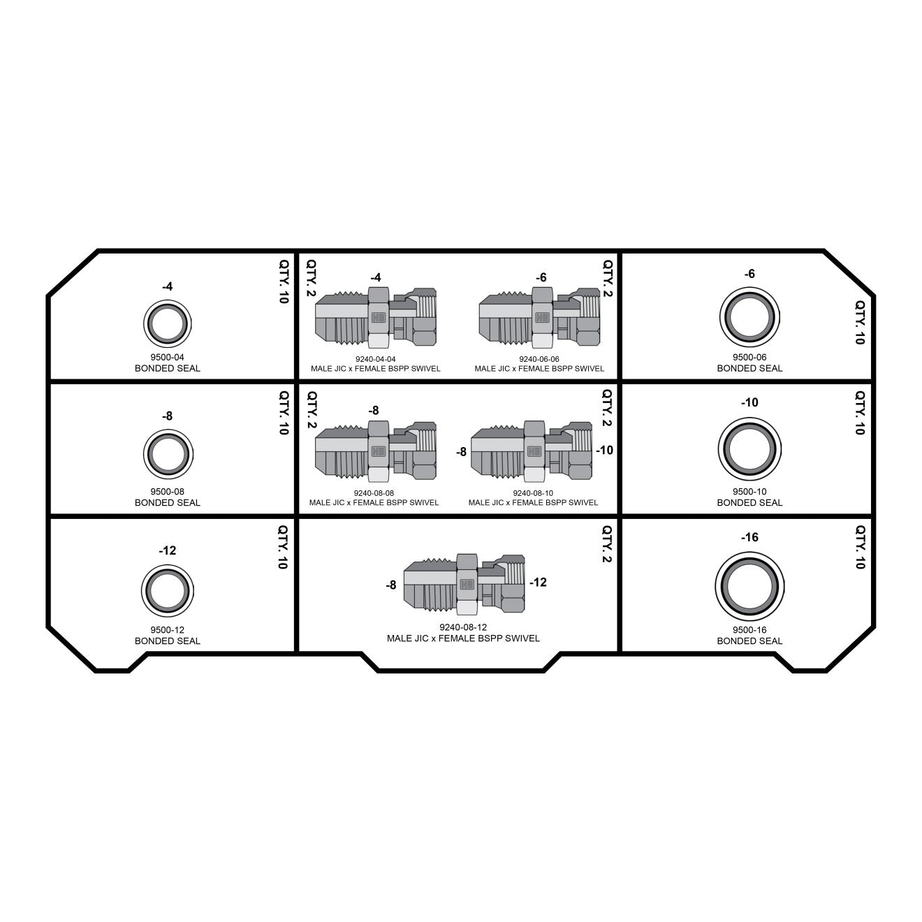 BSPP Fittings Tower - GetHydraulics