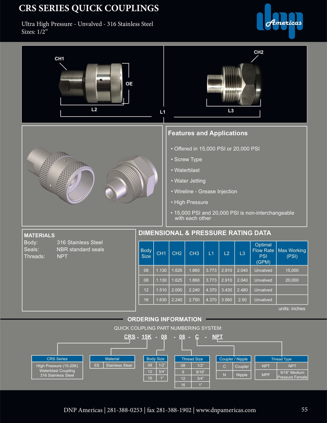 CRS - SS - 08 - 08N - NPT DNP Americas Quick Coupling - GetHydraulics.com