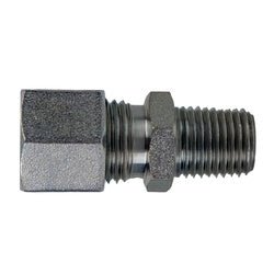 D2404 - S06 - 08 DIN Adapter, S06 Metric Bite Type x 1/2 - in Male NPTF, Steel, Trivalent Chromium Zinc - Plated - GetHydraulics.com