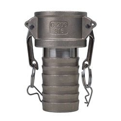 E - CGC - 100 - SS1 Economy Series Type C Cam and Groove Coupler, 1 - in Female Cam x 1 - in Hose Shank, Stainless Steel - GetHydraulics.com