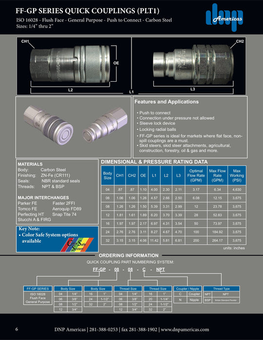 FF - GP - 04 - 04C - BSP DNP Americas Quick Coupling - GetHydraulics.com