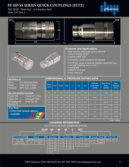 FF - HP - SS - 04 - 04N DNP Americas Quick Coupling - GetHydraulics.com