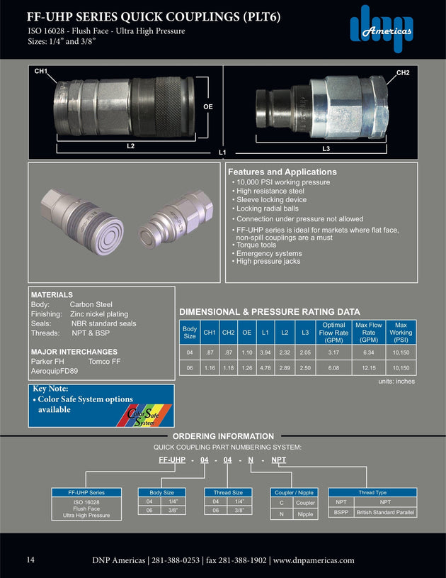 FF - UHP7 - 04 - 04C - NPT DNP Americas Quick Coupling - GetHydraulics.com
