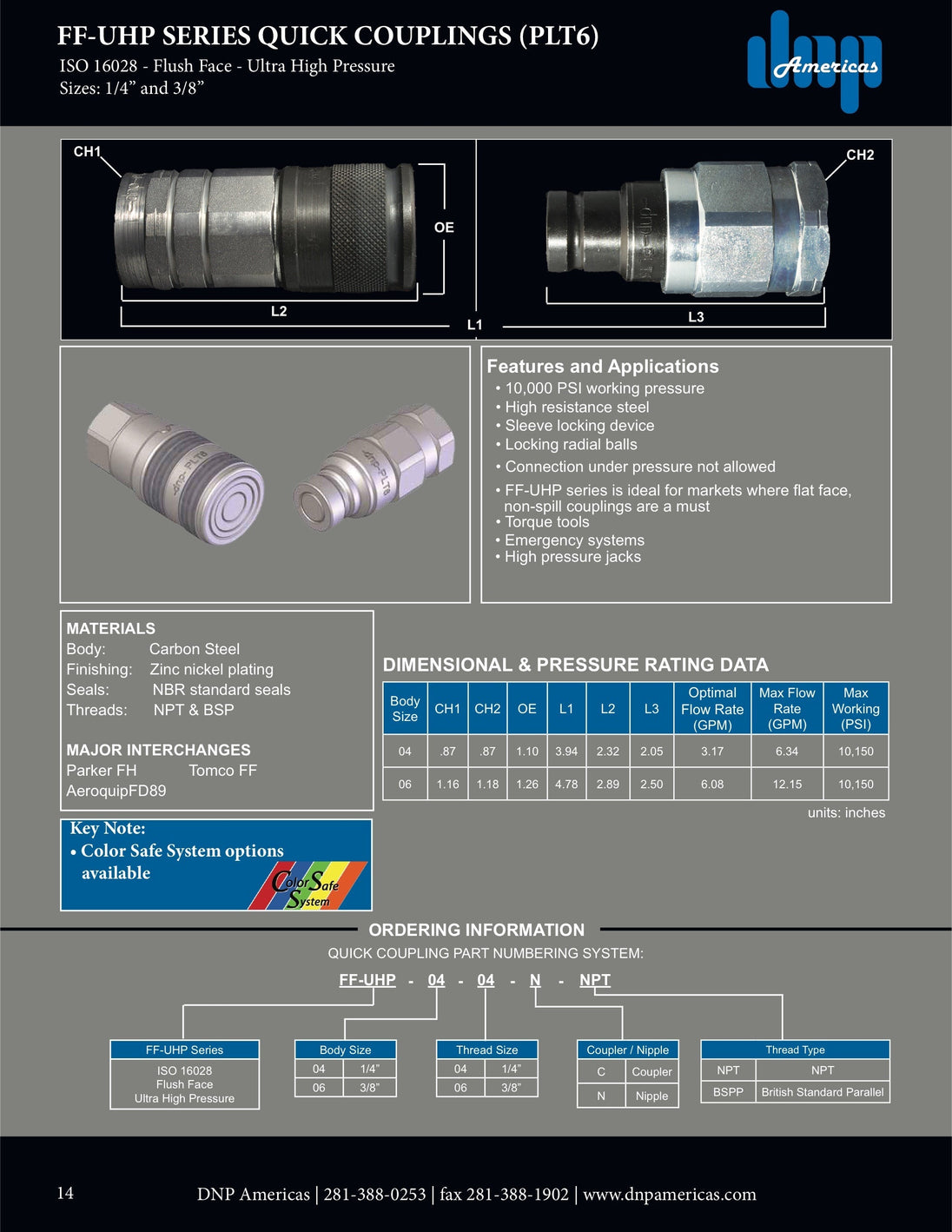 FF - UHP7 - 04 - 04N - NPT DNP Americas Quick Coupling - GetHydraulics.com