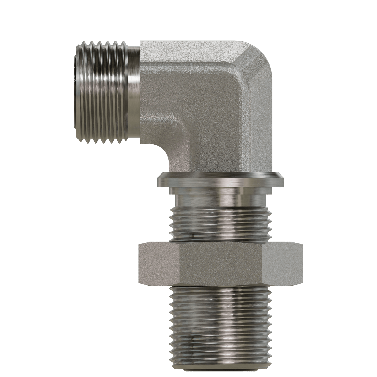 FF2701 - LN - 12 - 12 ORFS Bulkhead Union 90 with Locknut - GetHydraulics.com