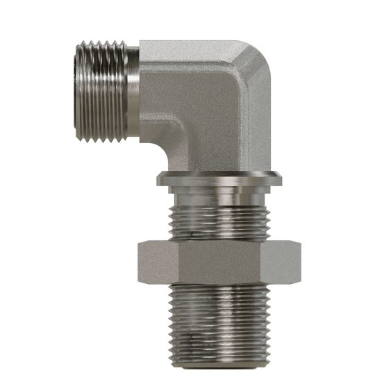 FF2701 - LN - 24 - 24 ORFS Bulkhead Union 90 with Locknut - GetHydraulics.com