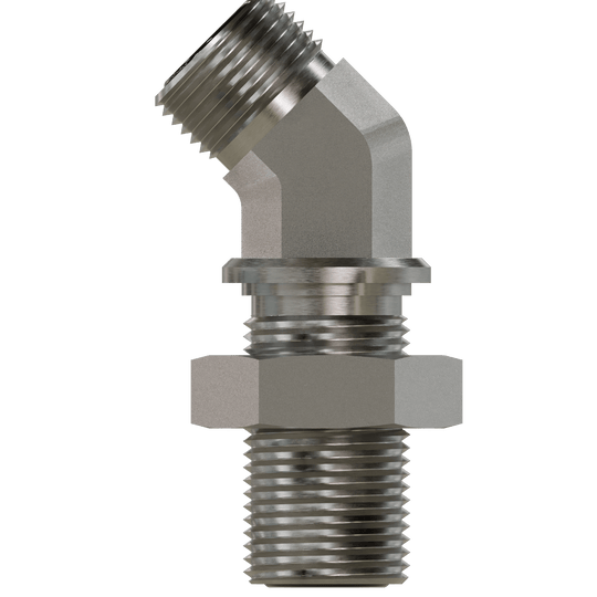 FF2702 - LN - 20 - 20 ORFS Bulkhead Union 45 with Locknut - GetHydraulics.com
