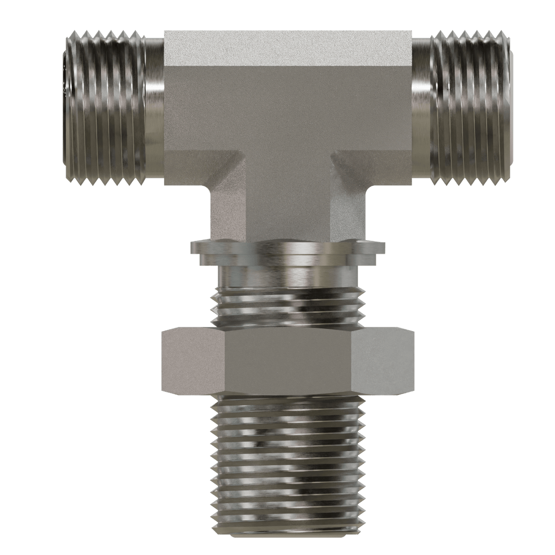 FF2703 - LN - 08 - 08 - 08 ORFS Bulkhead Union Branch Tee with Locknut - GetHydraulics.com