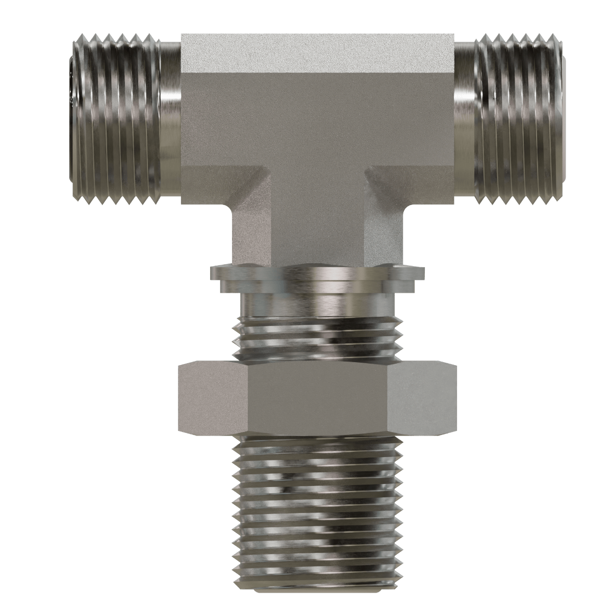 FF2703 - LN - 16 - 16 - 16 ORFS Bulkhead Union Branch Tee with Locknut - GetHydraulics.com