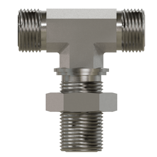 FF2703 - LN - 20 - 20 - 20 ORFS Bulkhead Union Branch Tee with Locknut - GetHydraulics.com