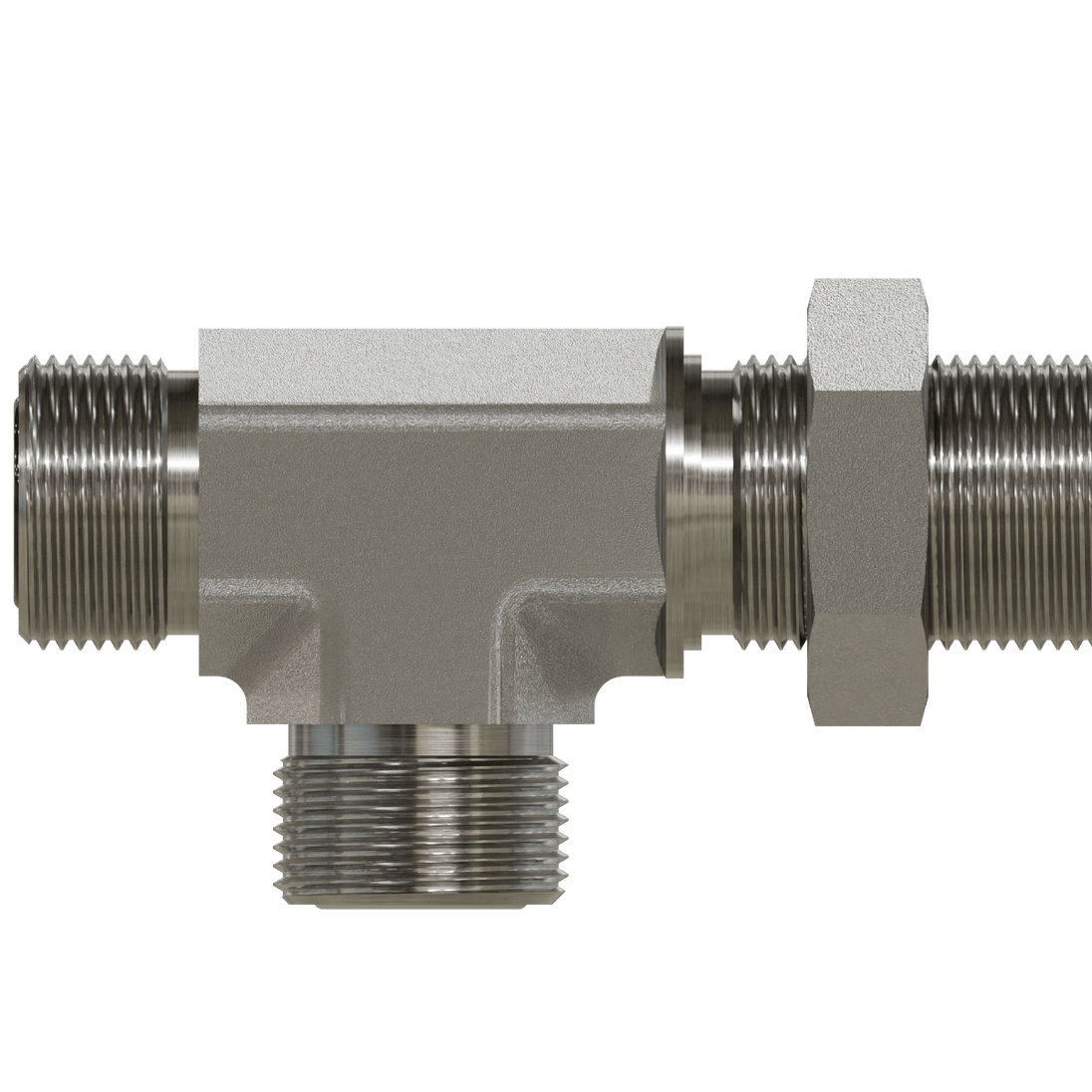 FF2704 - LN - 16 - 16 - 16 ORFS Bulkhead Union Run Tee with Locknut - GetHydraulics.com