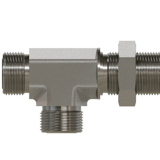 FF2704 - LN - 24 - 24 - 24 ORFS Bulkhead Union Run Tee with Locknut - GetHydraulics.com