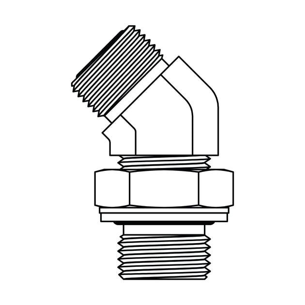 FF3802 - 06 - 06 ORFS to BSPP Elbow 45 - GetHydraulics.com