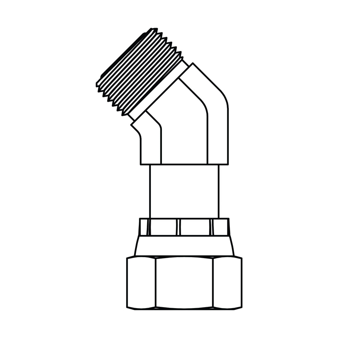 FF6502 - 06 - 06 ORFS to ORFS Swivel Elbow 45 - GetHydraulics.com