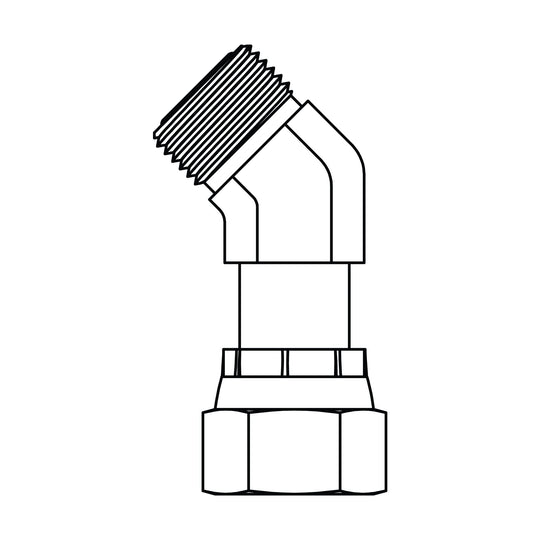 FF6502 - 06 - 06 ORFS to ORFS Swivel Elbow 45 - GetHydraulics.com