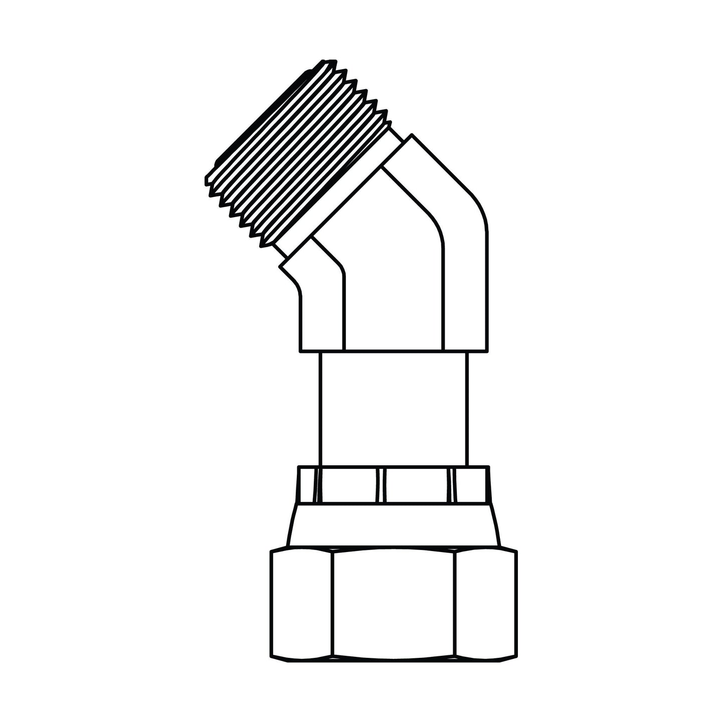 FF6502 - 10 - 10 ORFS to ORFS Swivel Elbow 45 - GetHydraulics.com