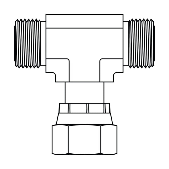 FF6600 - 20 - 20 - 20 ORFS to ORFS Swivel Branch Tee - GetHydraulics.com