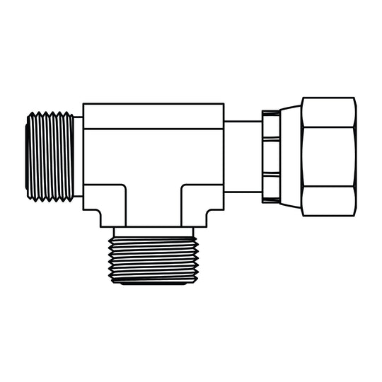 FF6602 - 12 - 12 - 12 ORFS to ORFS Swivel Run Tee - GetHydraulics.com