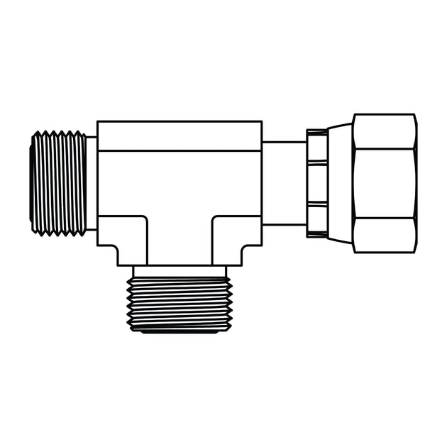 FF6602 - 16 - 16 - 16 ORFS to ORFS Swivel Run Tee - GetHydraulics.com