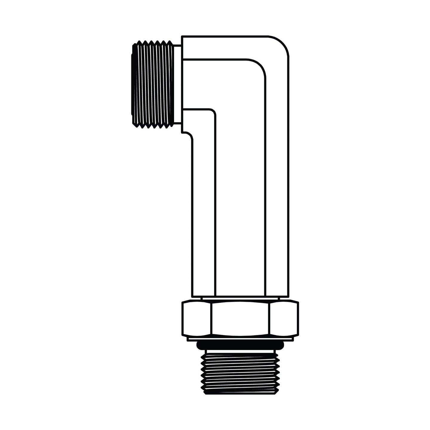 FF6801 - LLL - 08 - 08 - 3.50 ORFS to O-Ring Elbow 90 - Extra Extra Long - GetHydraulics.com