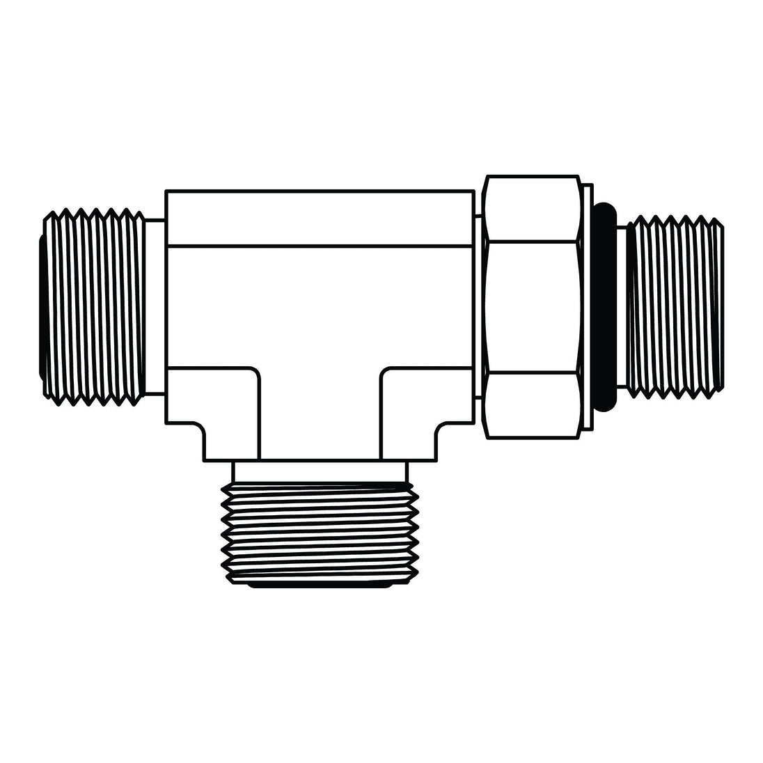 FF6804 - 06 - 04 - 06 ORFS to O-Ring Run Tee - GetHydraulics.com