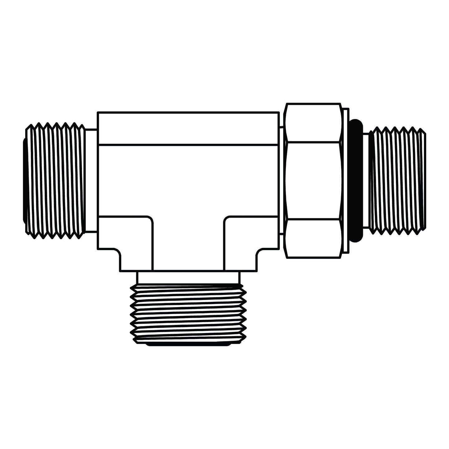 FF6804 - 20 - 16 - 20 ORFS to O-Ring Run Tee - GetHydraulics.com
